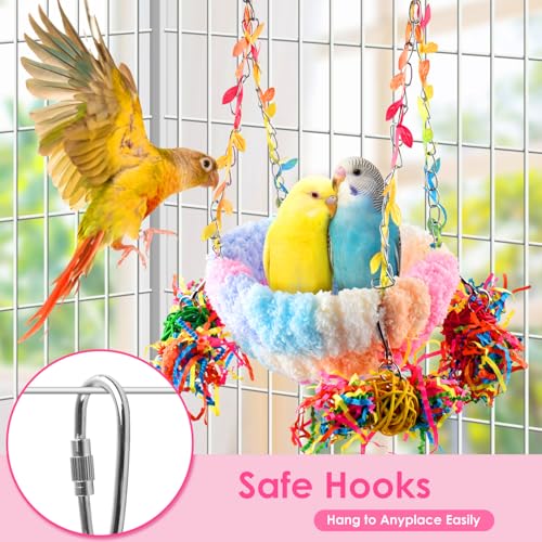 KATUMO Parakeet Nest, Parrot Breeding Bed Conure Snuggle Nest Cockatiel Swing Bed for Small Pets, Size Large - color: Pink, size: 6.7"L x 6.7"W x 3.5"Th