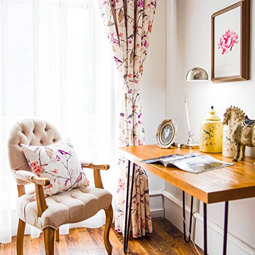 Purple Bird Print Linen Textured Curtains, 52 x 84, 1 Panel, Grommet | Well Made Finish, Soft Thick Fabric, Retro Country Style, Drapes for Bedroom and Living Room Windows - color: Purple, size: 52"W x 84"L (Pack of 1)