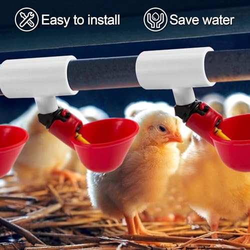 20 Pcs Chicken Waterer PVC Pipe Tee Fittings for Large Chicken Coop | Fully Automatic for Threaded Chicken Waterer Nipples/Cups/Feeders/Poultry Water Drinker, Chicken Coop Accessories, White