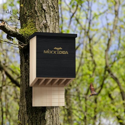 Bat House Bat Box Double Chamber Outdoor House Nursery Bat Shelter Habitat Big bat Box Handcrafted from Cedar Wood - Easy for Bats to Land and Roost - Weather Resistant & Ready to Install - color: Black 2