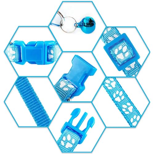 Dog Collar Puppy with Bell Leash Set,Cat Kitten Collars, Dark Green XXS,XS | Paw Print Reflective Dog Collar Leash Set with Bell, Basic Nylon Boy Girls Pet Collar Adjustable For XXS XS S Tiny Puppies - color: dark green