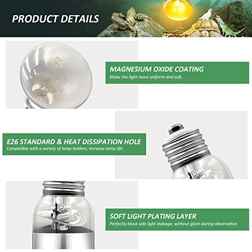 MIXJOY 2 Pack 100W Reptile Heat Lamp Bulb Full Spectrum UVA UVB Sun Light for Reptile and Amphibian Use - size: 2 Count (Pack of 1)