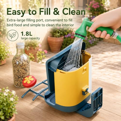 Bird Feeder with Camera Solar Powered, 2K HD Live, AI Bird ID 1.8L | 2.4g WIFI,Bird Instant Alerts, 1.8L Large-Capacity Hopper, Weatherproof Design, Easy Refill, Gift for Bird Lovers Elderly - color: Dark Blue