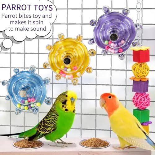 Parakeet Toys,Bird Training Foraging Toys for Parrots,Wheel Spinner Quaker Parrot Toys,Interactive Educational Training Conures,Budgie Toys,Cockatiel Toys,Lovebird Toys,Sun Conure Toys (Pink) - color: Pink