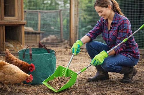 2-in-1 Pets Poop Scooper & Rake, Dog Pooer Scooper Set (Green) - color: Green