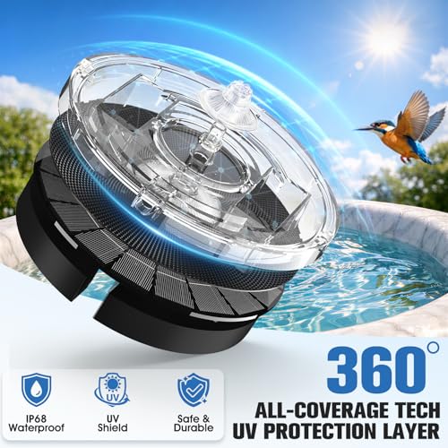 4000mAh Solar Fountain,2026 Solar Bird Bath Fountain Pump,3 Spray Solar Powered Water Fountain with Lights,Floating Birdbath Fountain,DIY Water Bird Bath Fountain for Outdoor,Garden,Pond-Black