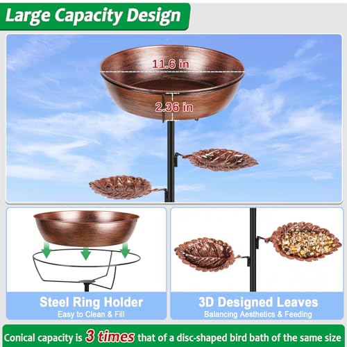 2 Pack Metal Outdoor Bird Bath, Removable Bowl for Garden Bronze & Green | Freestanding Birdbath & Birdfeeder with Heavy-Duty Base, Bird Bowl for Lawn Patio Yard Bird Feeding Decor, Easy to Install - color: Bronze&Green