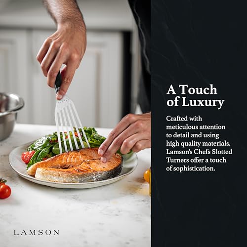 Lamson Fish Spatula, Slotted Metal Turner, 3 x 6 In, Right Hand | Ultra Durable composite handle, dishwasher safe; flexible stainless blade; a dedicated left-handed model is available - color: UD Black RH, size: 3" x 6", style: Right Handed