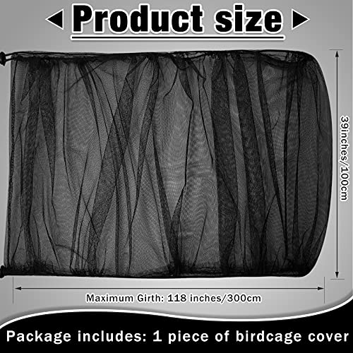 Shappy Large Bird Cage Seed Catcher,Bird Cage Cover Net Skirt Guard,Adjustable Soft Airy Mesh Net for Parrot Parakeet Macaw(59.8 x 39.4 Inch/ 152 x 100 cm,Black) - color: Black, size: 59.8 x 39.4 Inch/ 152 x 100 cm