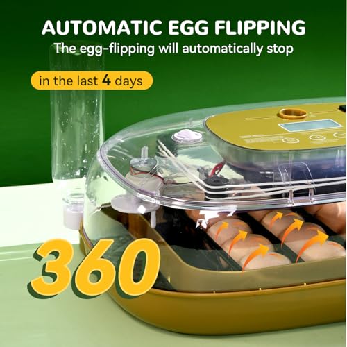 24 Egg Incubator with Automatic Turner, Thermometer seat and Humidity Control - Perfect for Hatching Chicken, Includes Egg Candler and Nesting Pads for Chicken coop