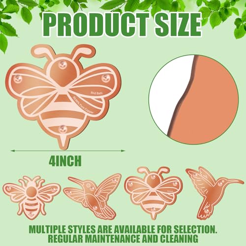 4 Pack Pure Copper Disk for Bird Bath Water Cleaner,Bee | Triple-point Support, Outdoor Bowl Purification, Algae Prevention Safe, Pure Copper Discs, Flower Petal Design Shapes - size: Bee