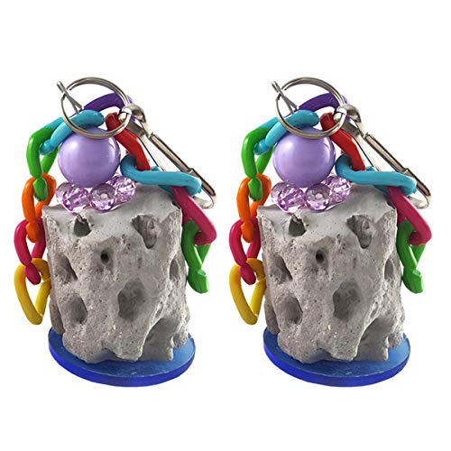 Wontee Bird Calcium Chew Grinding Treats Toy for Parrot & Small Pets (2 pc) | Minerals, colorful, trimming and cleaning bird beaks, for budgies/cockatiels/conures/quaker/senegal parrot/gerbils/rats/mice - size: B (2 Pack)