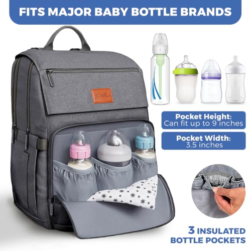 Baby Diaper Bag Backpack - Large Bag for Boys & Girls, Waterproof Diaper Backpack - Travel Diaper Bags w/Changing Pad, Baby Registry Search & Shower Gifts - Essentials Must Haves Newborn Stuff - color: O. Dark Gray, style: Classic