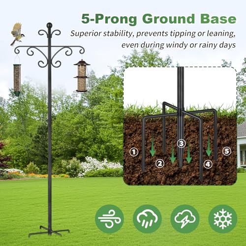 Shepherds Hooks for Outdoor, 2 Pack 76 Inch Heavy Duty Double Shepherds Hook for Bird Feeder, Garden Plant, Solar Light Lantern - size: 76 inch