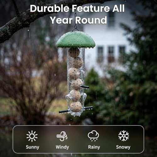 LONA Suet Ball Bird Feeder Outdoor Hanging Fat Ball Feeders with Versatile Mount Durable Weatherproof Washable Transparent Tube Wire Steel Metal Feeder for Wild Birds - style: Style3-Large Tube