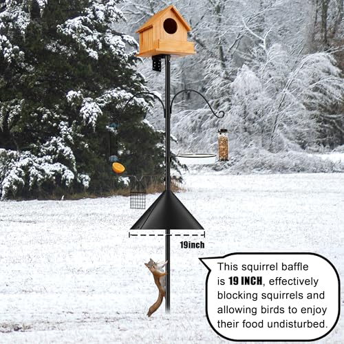 Bird Feeder Pole Squirrel-Proof, 93 Inch Heavy Duty Bluebird House Pole Kit for Outdoor Garden, Feeder Stand Adjustable with 5-Prongs Base for Hanging Plants, Bird Feeders (Shape 1)