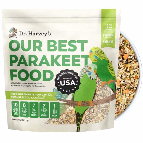 Dr. Harvey's Our Best Parakeet Food, Wholesome Seeds, Nuts, Fruits, and Vegetable Bird Feed for Budgies and Parakeets (4 Pounds/1.81 kg) | Seeds, Nuts, Fruits & Vegetables - Bird Feed for Budgies & Parakeets
