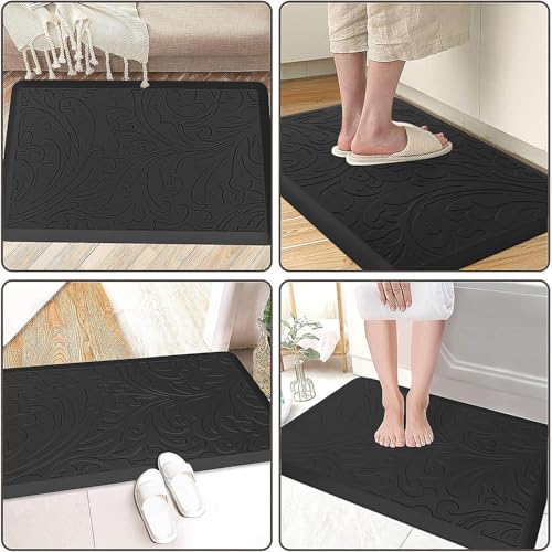 Kitchen Mat Cushioned Anti-Fatigue Comfort Standing Mat Rug for Home,Office | Waterproof Non-Slip Ergonomic Comfort Rug for Sink,Laundry,Desk 30" x 20", Black - color: Black, size: 1'8" x 2'6" (Rectangular)