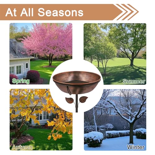 3" Deep Metal Bird Bath for Outdoors, Removable 13" Dia Bowl with Stable Upgrades Stake, Easy to Clean Birdbaths for Garden Yard Lawn Decor 1.4 Gallon (Pack of 2) - size: 13 "diameter, 3" depth (Pack of 2)