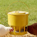 KOL Hanging Chicken Feeder – 20lbs Metal Chicken Feeder No Waste, Adjustable Poultry Feeder with 12 Ports, No Installation & Universal Height Design (Yellow) - color: Yellow