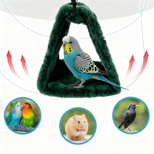 Bird Nest Snuggle Hut Soft Plush Hammock Hanging Cage Tent for Birds Parrot Winter Warm Bed Pet Toy for Hamster Parrot Macaw Budgies Eclectus Parakeet Cockatiels Cockatoo Lovebird (Green) - color: Green