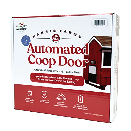 Harris Farms Automatic Chicken Coop Door, 3 Modes, Battery Operated | Automatic Coop Door, Battery Powered Operation, Weather-Resistant Design, Easy Installation for Backyard Coops
