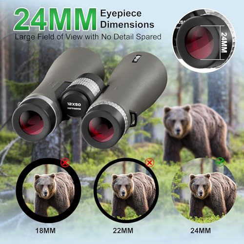 MLight 12X50 Professional Binoculars for Adults, High Powered Roof Binoculars with BAK4 Prism, HD FMC Lens, Rubber Armor, Waterproof, Large View, Low Light Vision, for Bird Watching, Hunting, Outdoor. - color: 12X50 (BAK4)