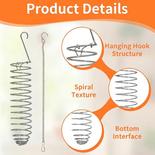 2 Pcs Spray Millet Treat Holder with Chains, Stainless Steel Bird Foraging Feeder Toy, Hanging Fruit Vegetable Basket for Parakeet Cockatiel Conure Macaw Parrot Cage Accessories (4-Pack Set)