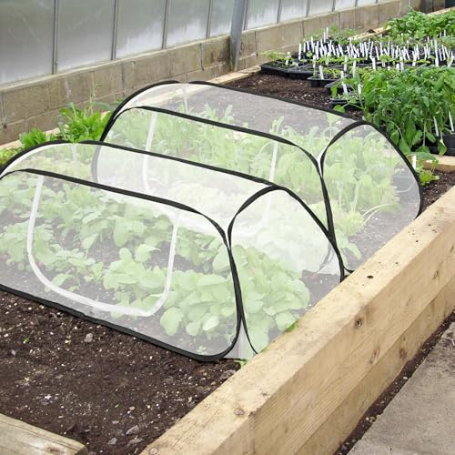 45" x 22" x 16" Pop Up Garden Rows Plants Cover, Raised Garden Beds Vegetable Rows Plant Protector, Insect Bird Barrier Plant Net Cage with Stakes for Protecting Seedlings Fruits Vegetable Row - color: 1 Pc