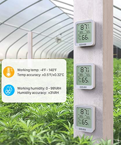 Govee Indoor Hygrometer Thermometer H5075 with Bluetooth App Control | Room Temperature Humidity Meter, 164ft Remote Monitor, Smart Alerts, 2 Years Data Storage Export, for Bedroom Wine Cellar - color: Grey, size: 1 Pack