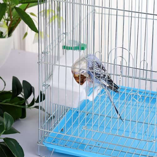 IBWell 2 Pack Bird Water Bowl Clear Bird Food Container Bird Cage Feeder No Mess Bird Feeder for Cage Parakeet Feeder with Perch, white - color: white