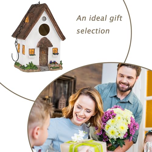 Bird House for Outside, Resting Place for Birds, White Hanging Natural Bird Nest, Bluebird House Handcrafted Hut-White - color: A-White Bird House