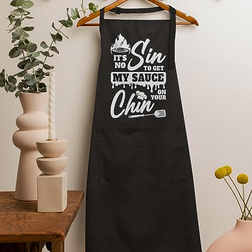 SANDJEST Funny Mens Aprons with Pockets for BBQ Grilling Cooking Grandpa Husband Apron for Birthday Christmas Father's Day - color: Cooking Lover 3