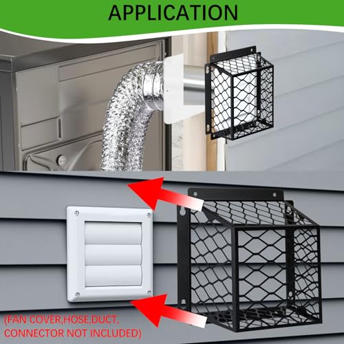 Dryer Vent Cover Outside,Dryer Vent Bird Guard for 3-4 inch Vent Hoods | Universal Outdoor Bird Guard for Dryer Vent & Bathroom Exhaust,Galvanized Steel Bird Cage 7"Lx7"Wx5"H,Prevent Bird From Enter - size: 7"Lx7"Wx5"H, style: Black-1PCS