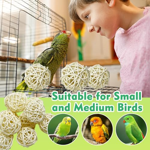 Tfwadmx 10 Pcs Willow Ball, Bird Foraging Toys Natural Bird Toys Chew Small Animal Chew Toy Activity for Parrot Macaw Hamster Guinea Pig Rat Parakeet Cockatiels Conure Finch Budgerigar Lovebird - size: 1.9 In