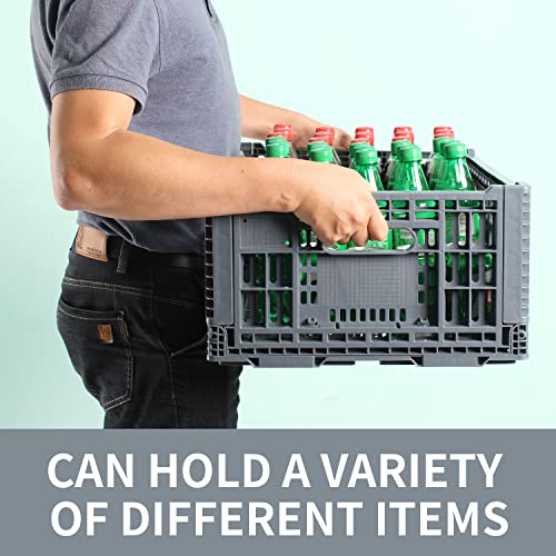 Collapsible Storage Bin/Containe， Transfer box,crate Transit storage of various items (Gray 23.6" L x 15.7" W x 8.6" H-two) - size: Gray 23.6" L x 15.7" W x 8.6" H-two