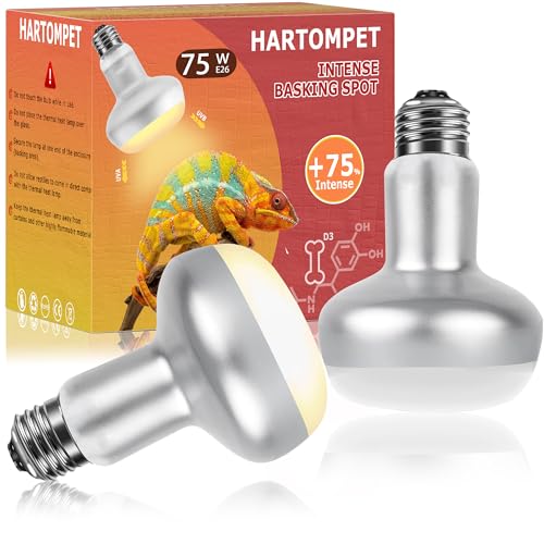75W Desert Reptile Basking Spot Lamp,UVA Heat Bulb for Terrariums | Provides Bright Basking Heat, Encourages Natural Behaviors for Bearded Dragons, Turtles, Geckos & Reptile Habitats, 2-Pack - color: Intense Basking Spot, size: 75W Upgraded - 3.1"