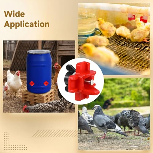 40 PCS Horizontal Chicken Waterer Nipples, Automatic Poultry Drinking Nozzles with Drill Bit and Seal Rings, Non-Leak Chicken Water Dispenser Kit for Bucket, PVC Pipe, Barrel Use