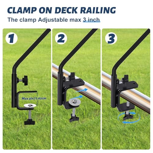 ERYTLLY 3 Inch Clamp Deck Hook 28" Long Deck Hook for Hanging Bird Feeder,Plants,Wind Chimes,Lanterns 1 Pack - size: Deck Hook - 28 Inch - 1 Pack