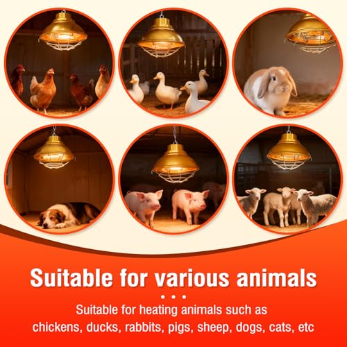 Chicken Heat Lamp 350W Chicken Coop Heater with Carbon Fiber Bulb Winter Hanging Heat Lamp for Chicks Brooder Pen, Duck, Pet House, Poultry, Greenhouse Plant (350 Watt)