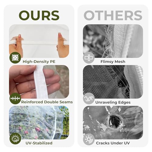 Fruit Tree Netting Cover with Zipper & Drawstring, 2 Packs 8ft x 8ft Insect Bird Barrier Netting for Garden Protection, Ultra Fine Mesh Garden Netting - size: 8 x 8 ft(2 Packs)