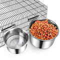 Crate Food and Water Bowl, ShineMe 2 Pack Stainless Steel Hanging Pet Bowls for Crates Kennels Cages, Metal Dog Crate Bowls Hanging No Spill for Medium and Large Pets (7.1 * 3.5” & 5.5 * 3.2”) - color: Silver (60oz+30oz)