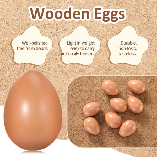 VioraWhite 10 Pack Chicken Nesting Pads 13x13'' Laying Hen Nesting Box Liners with 30 Pcs Wooden Fake Eggs Help Laying Hen for Chicken Coop Bedding Poultry Habitat Supplies