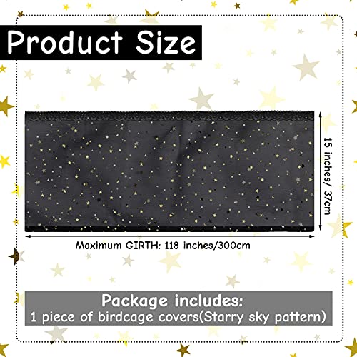 Shappy Large Bird Cage Birdcage Nylon Mesh Net Cover Seed Feather Catcher Universal Birdcage Cover Bird Seed Guard Skirt for Parakeet Macaw African Square Cage (Black Star Style, XL)