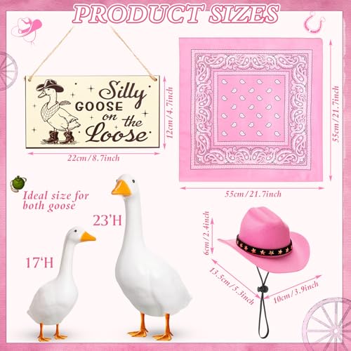 Cowboy Porch Goose Outfit Decoration Set,Pink - color: Pink