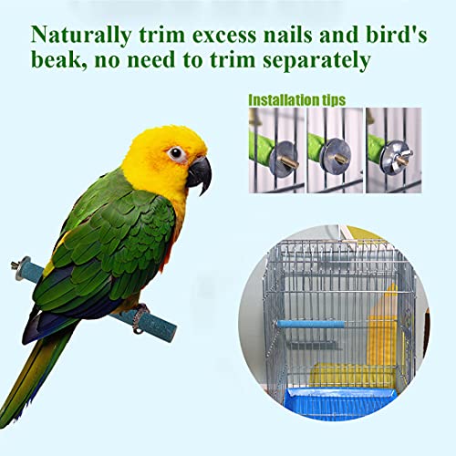 5pcs Bird Perch Stand Platform Natural Wood Parakeet Toys Cage Accessories | Colorful Rough Quartz Sand Surface, Thickened Exercise Paw Grinding Stick for, Budgies, Cockatiel, Lovebirds, Finch, Canary