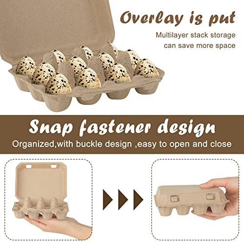 60 Pcs Quail Egg Cartons Paper Pulp Basket A Dozen Paper Crates Blank Cardboard Quail Egg Holder Container Reusable Storage Tray for Home Kitchen Refrigerator Farmhouse(3 x 4 Square,Gray)