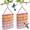 2 Set Hummingbird Nesting Material Hanging Cage Holder with Natural Cotton Raffia Gift for Bird Lover Hummingbird House Material for Wild Bird Outdoor Garden Home Resting Place (Red) - color: Red