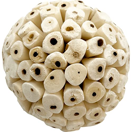by M&M 5108 Mega 4 Inch Sola Ball Pk2 - Large Handmade Natural Sola Wood Bird Foot Toys, Shreddable Spheres, Great for Chewing Beaks and Grabbing Feet, Excellent for Med to Lg Birds - color: Mega Sola Balls, size: Pack 2