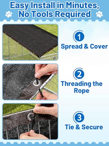 MEWTOGO 95% High Density Dog Kennel Shade Cover - 10x20ft Mesh Shade Cloth | Anti-Tear, Easy Setup, Provides Perfect Shade, for Garden Outdoor Patio Greenhouse Balcony Chicken Coop Pet Crate - size: 10x20ft